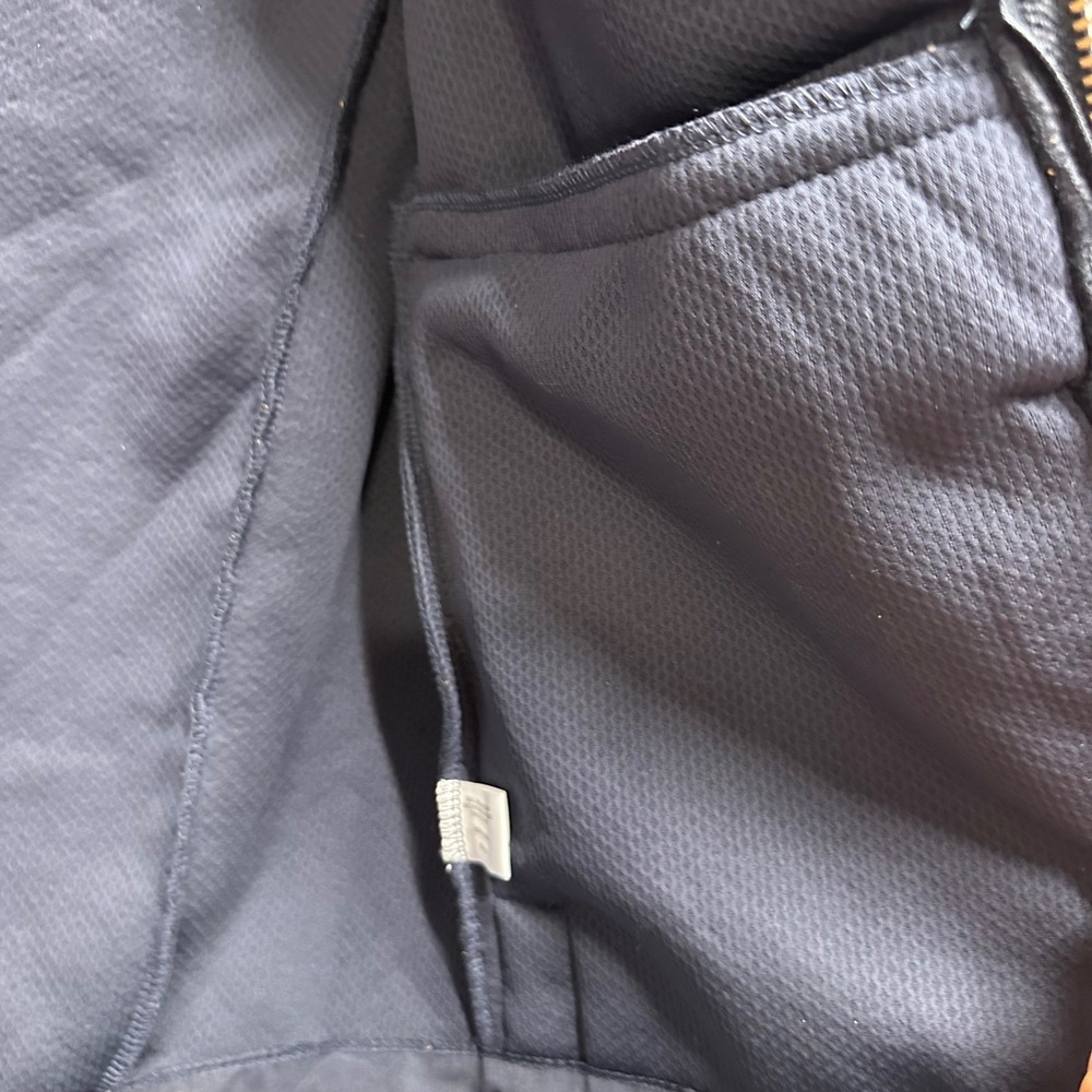 Orvis Men's Fleece Jacket Navy Blue Zip Up Leather Trim Outdoor Hiking Coat - Picture 8 of 10